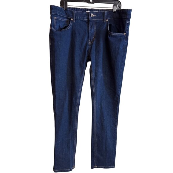 Rushers Mens Dark Blue Denim Jeans Straight Fit Size 38 Cotton Blend Classic Des - Picture 1 of 8